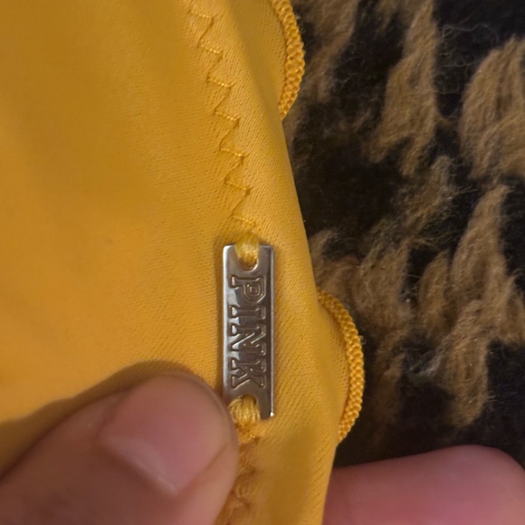 size xs victorias secret pink lettuce trim adjustable yellow bikini top - Picture 2 of 4